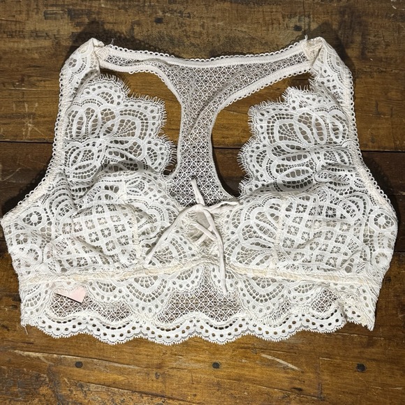 Victoria's Secret Other - NEW Victorias Secret Dream Angels Sz Large Bralette Racerback Lace Unlined White